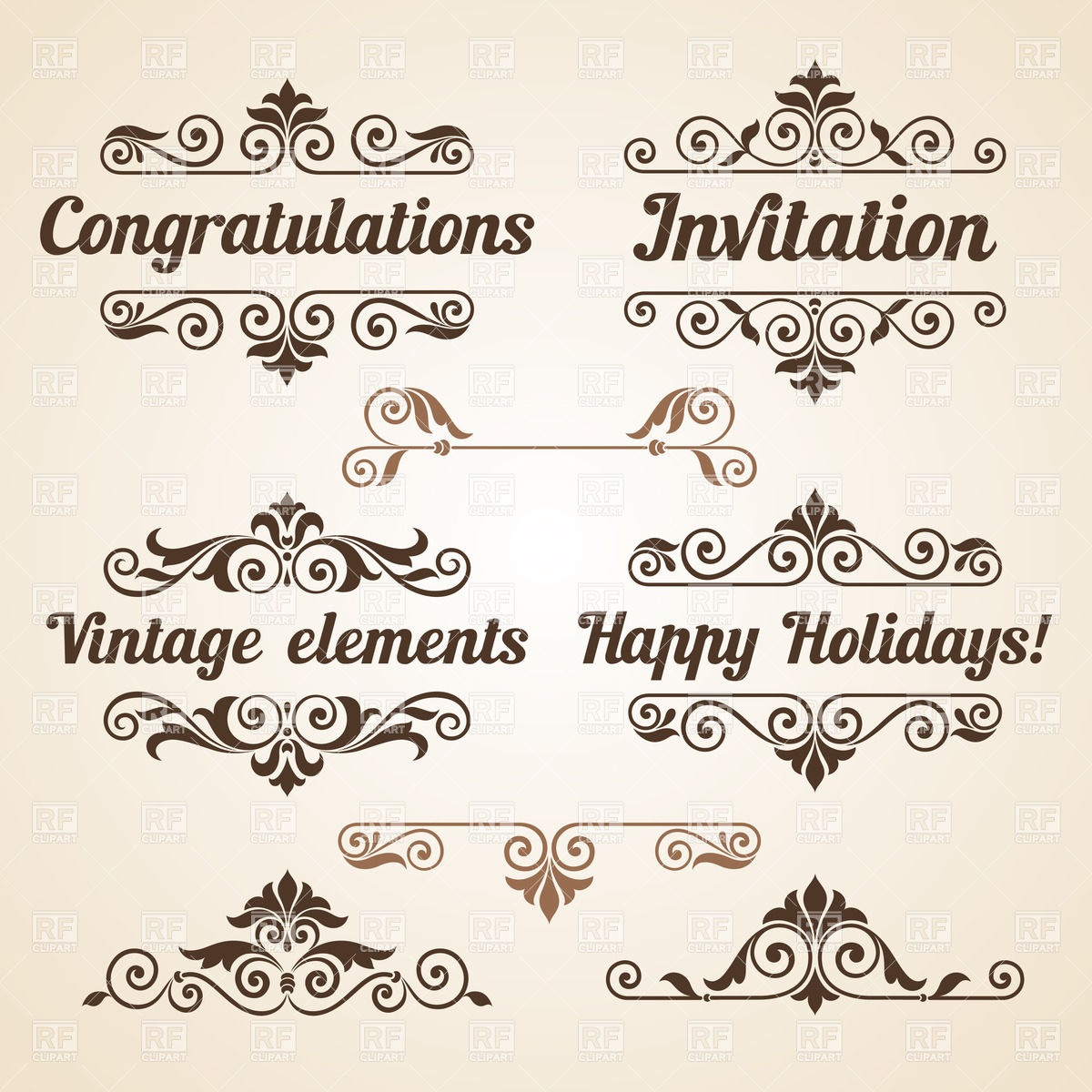 1200x1200 Curly Vintage Design Elements With Text Vector Image Of Design