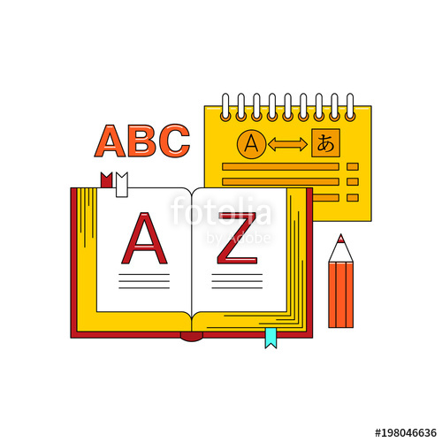 500x500 Learn Language Concept With Textbook Vector Illustration Isolated