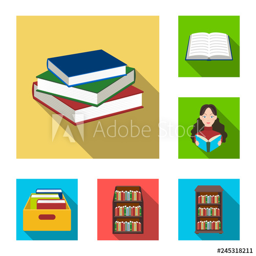 500x500 Vector Illustration Of And Library Icon Set Of And Textbook