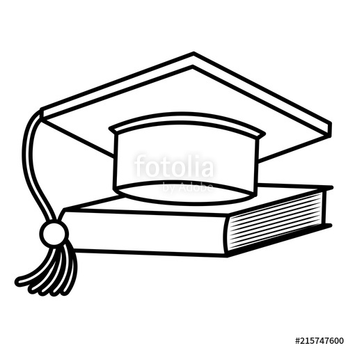 500x500 Graduation Hat With Textbook Vector Illustration Design Stock