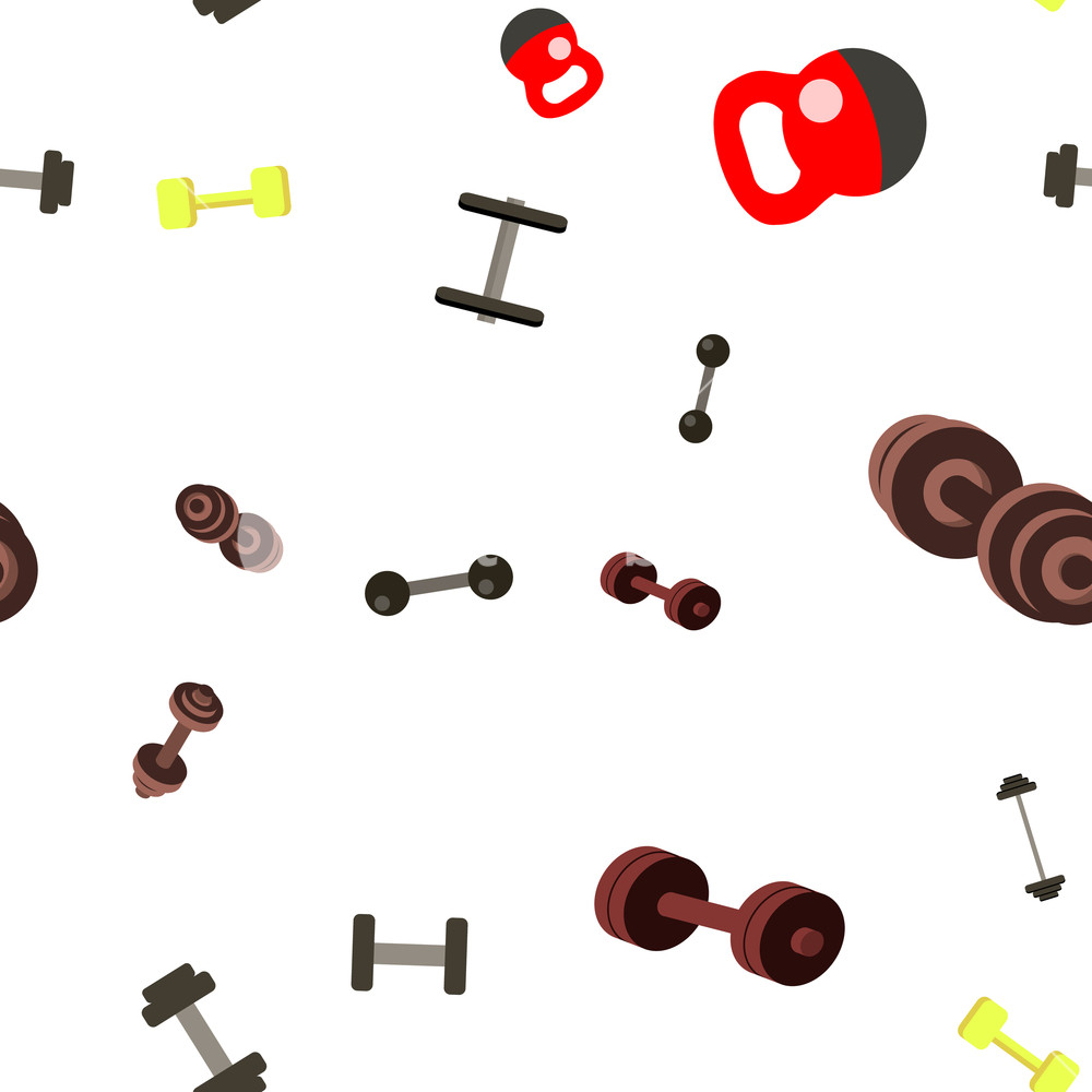 1000x1000 Dumbbell Seamless Pattern Vector Sport Gym Symbol Muscle Element