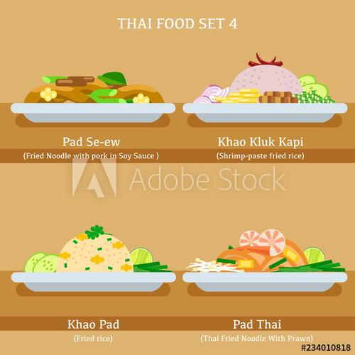 500x500 Set Of Thai Food Vector Illustration