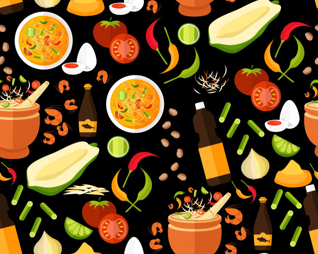 626x500 Thai Food Pattern Vector Premium Download