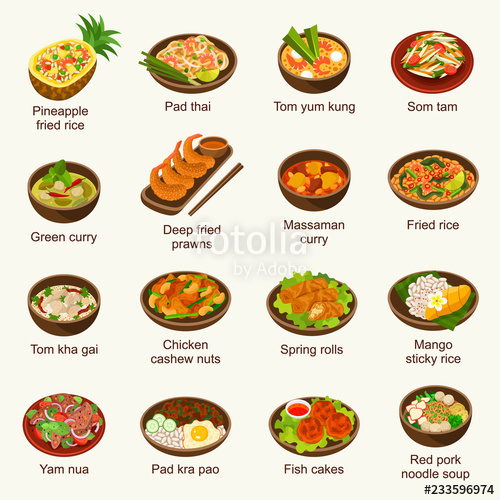 500x500 Thai Food Vector Illustration Set Stock Image And Royalty Free