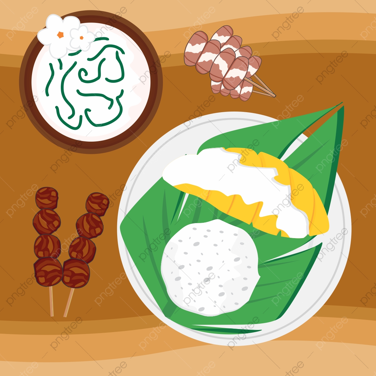 1200x1200 Traditional Thai Food Vector Illustration, Food, Th Thailand