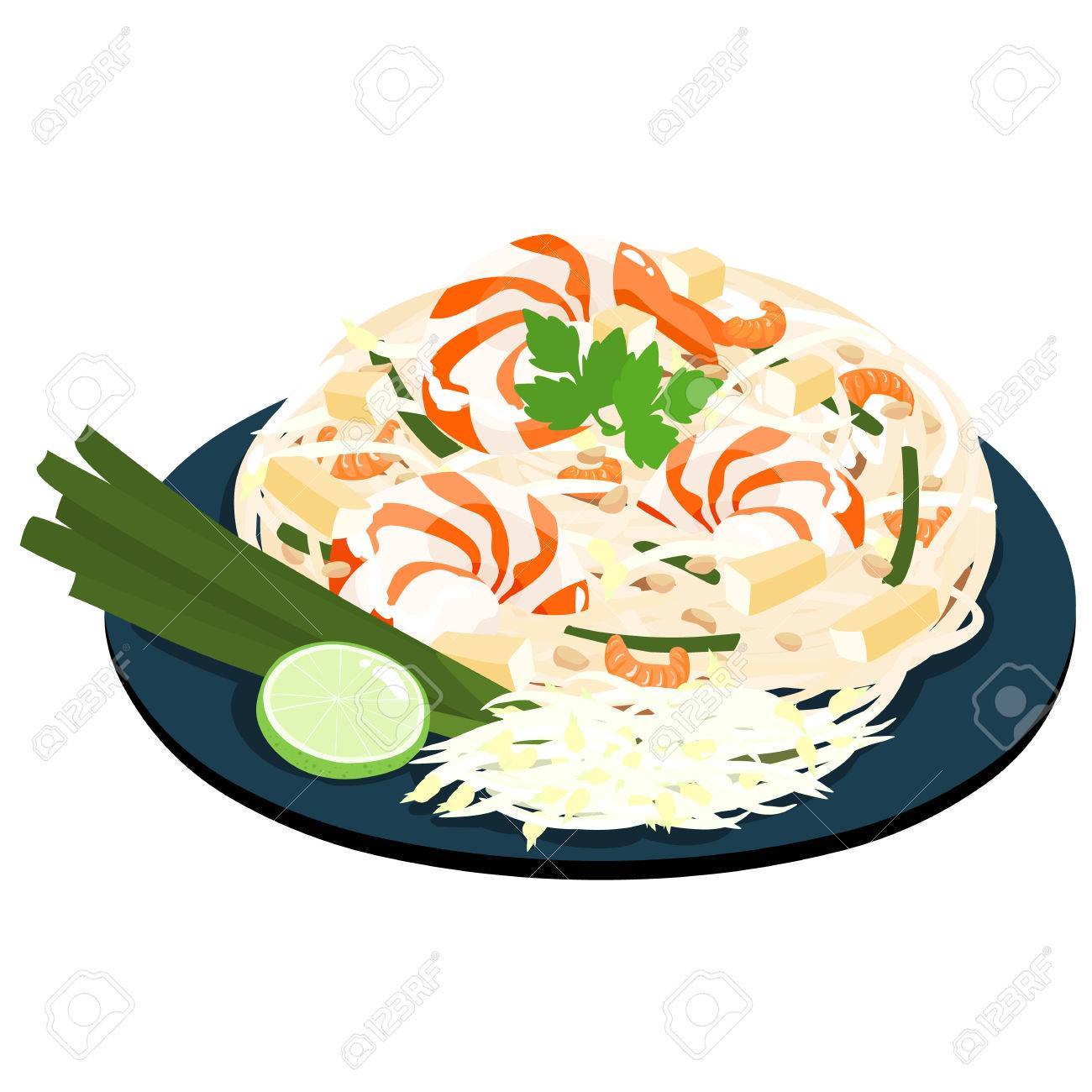 1300x1300 Fried Noodles Popular Thai Food Vector Clipart Portal