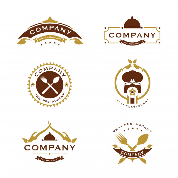626x626 Set Of Golden Color Thai Food Logo Vector Premium Download