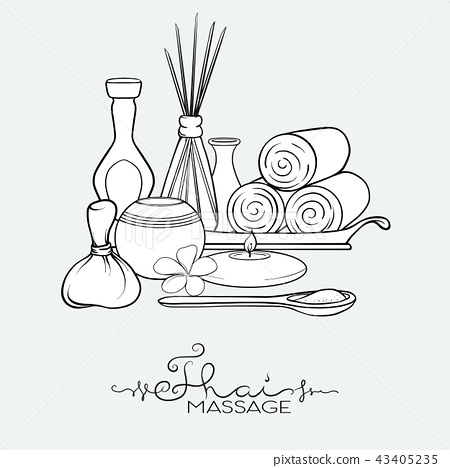 450x468 A Set Of Items For Thai Massage Stock Vector