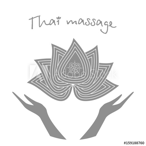 500x500 Logo Thai Massage Stylized Lotus Flower And Hands Authentic Thai