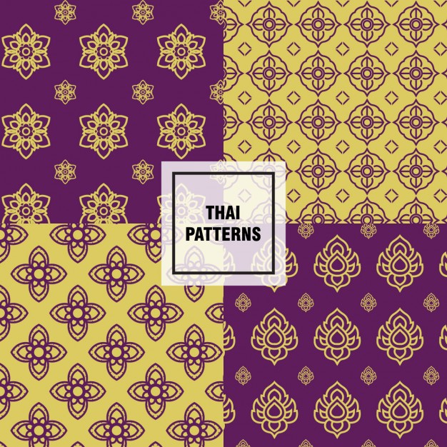 626x626 Yellow And Purple Thai Patterns Free Vector