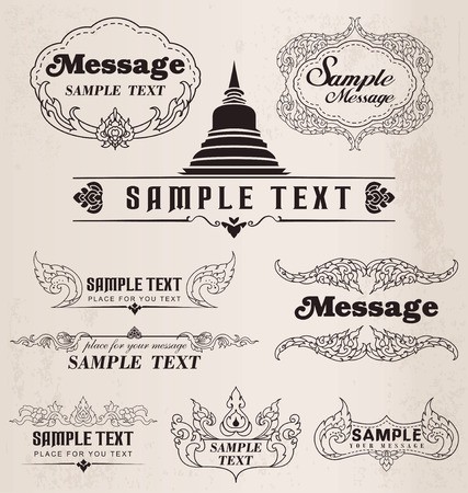 427x450 Thai Art Pattern Vintage Design Elements And Frames, Set