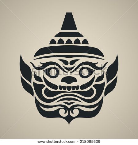 450x470 Vector Face Of Giant Thailand, Vintage Traditional Thai Style
