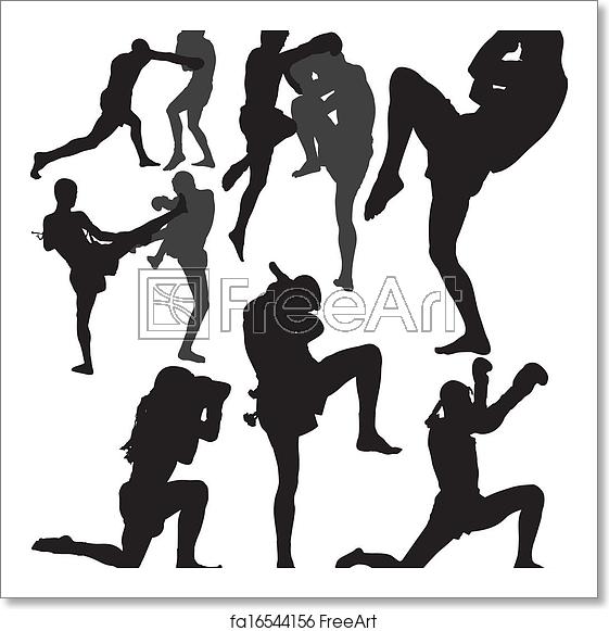 561x581 Free Art Print Of Muay Thai Vector Silhouettes Muay Thai