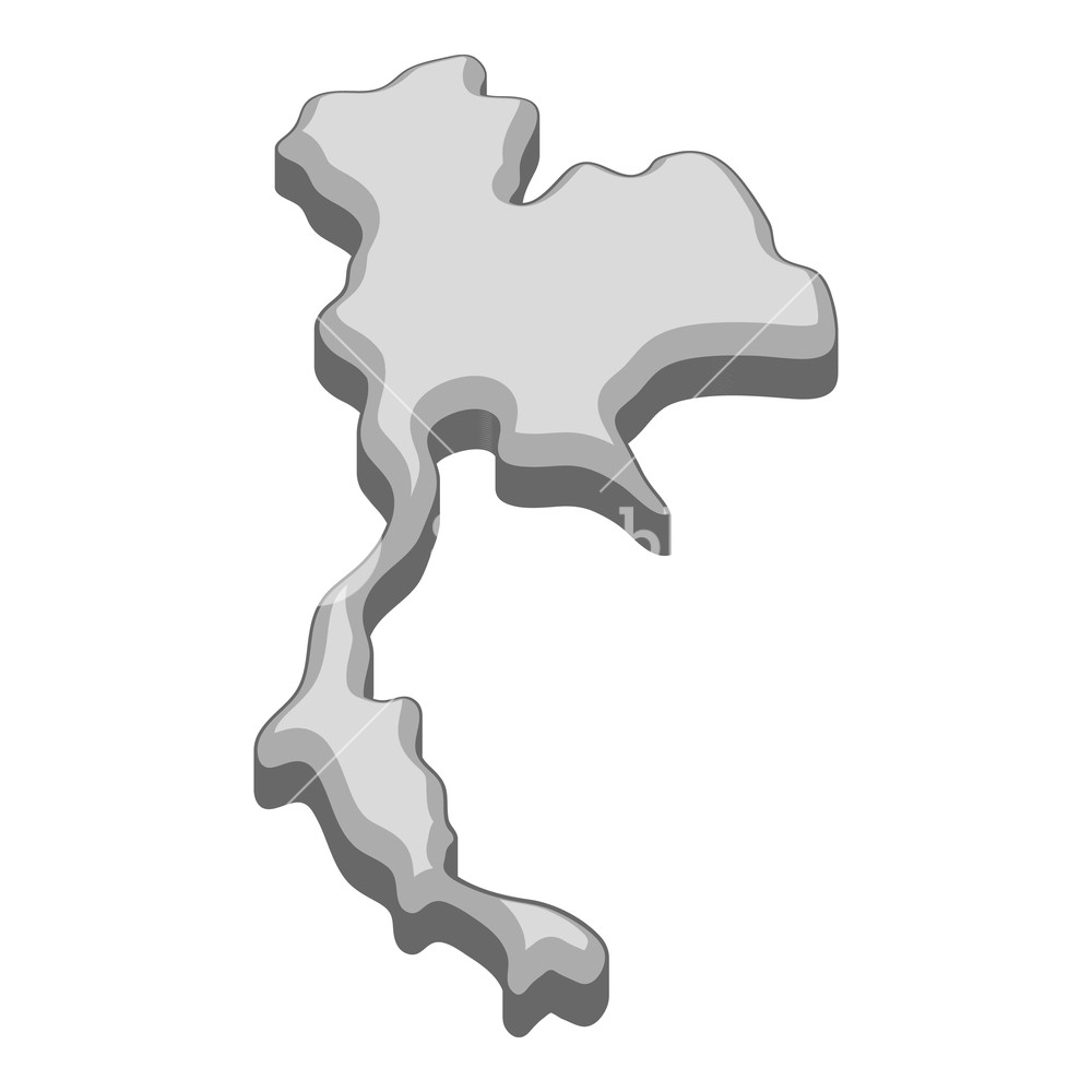 1000x1000 Thailand Map Icon In Monochrome Style Isolated On White Background