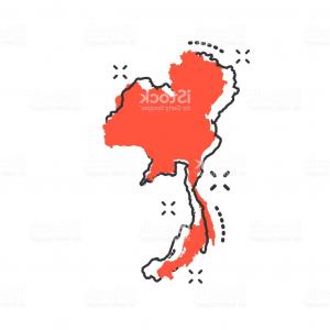 300x300 Vector Cartoon Thailand Map Icon In Comic Style Thailand Sign