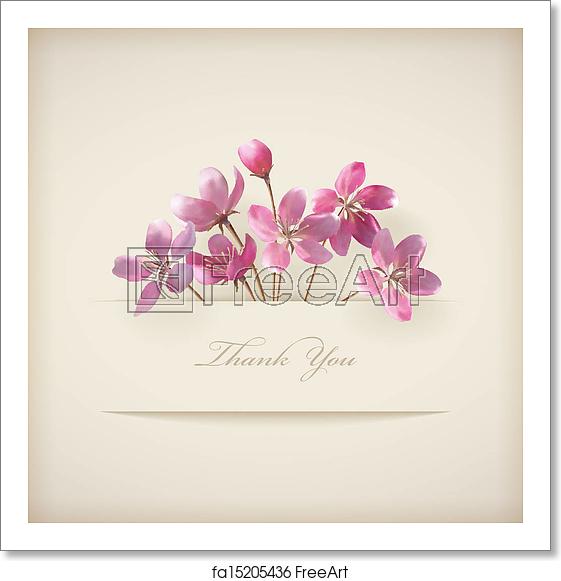 561x581 Free Art Print Of Floral Spring Vector 'thank You' Pink Flowers