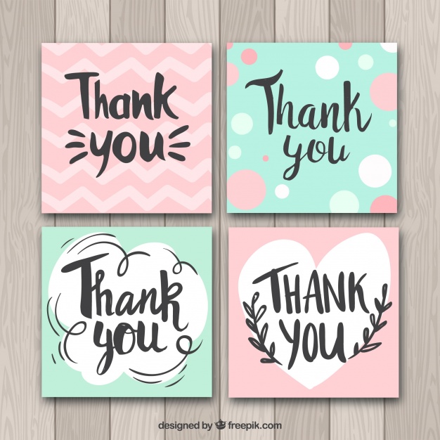 626x626 Green And Pink Thank You Cards Collection Vector Free Download