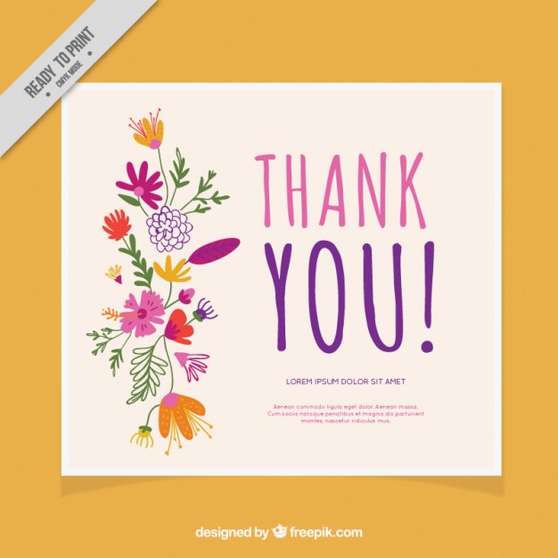 626x626 Thank You Card Decorated With Flowers Vector Free Download