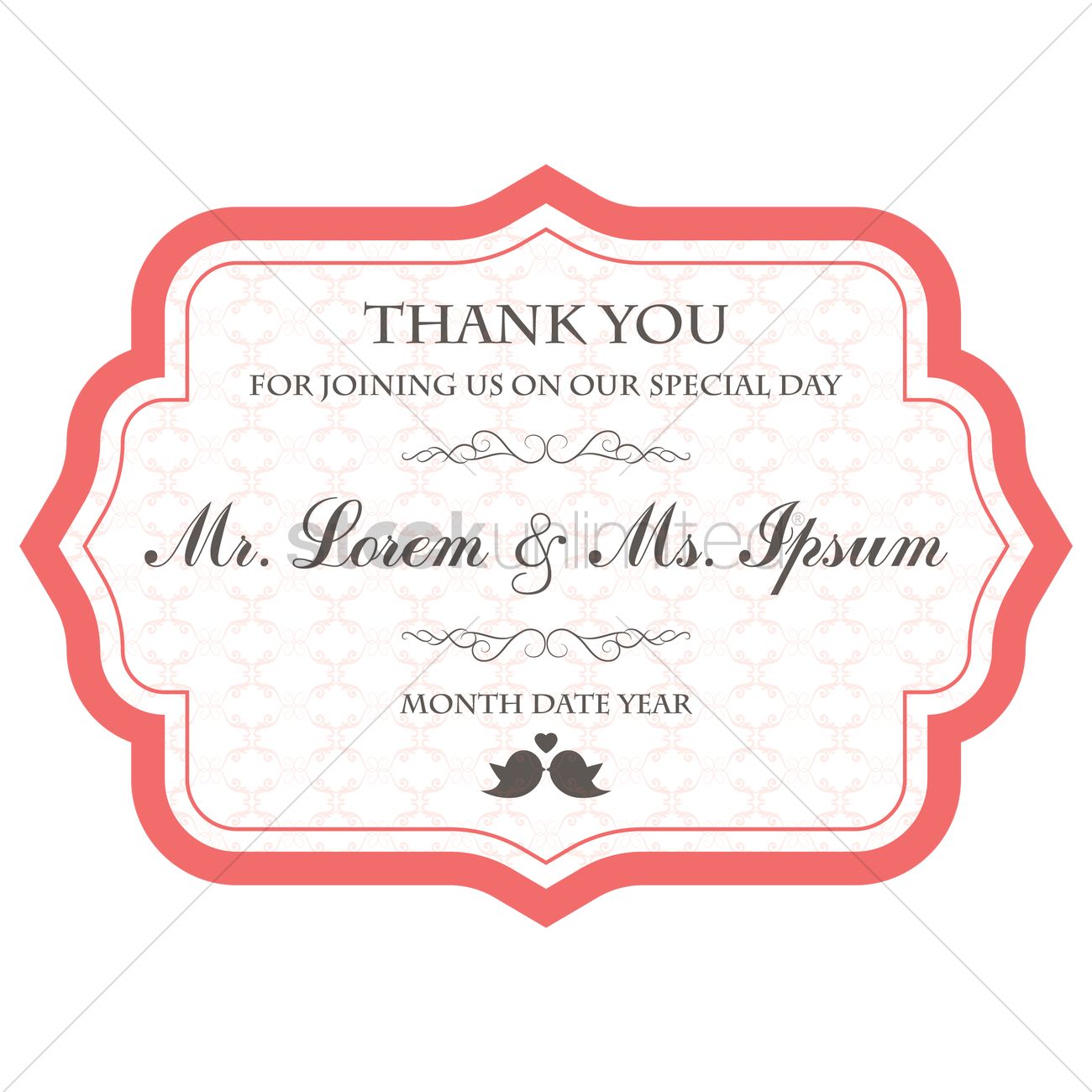 1300x1300 Wedding Thank You Card Vector Image