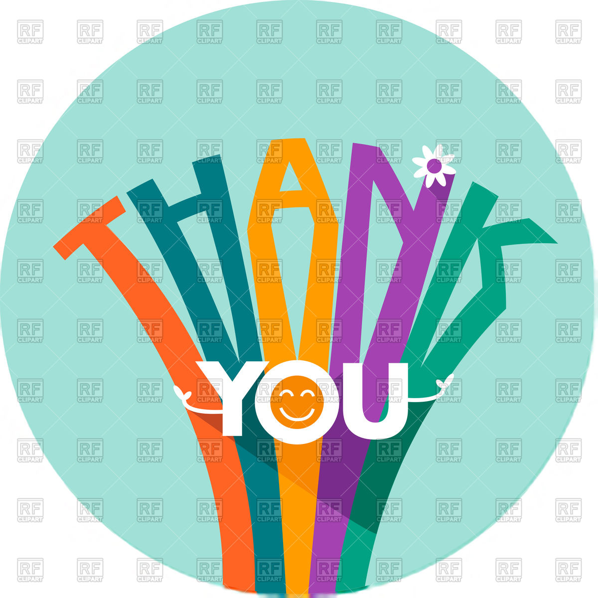 1200x1200 Thank You Card In Flat Style Vector Image Of Fonts Type