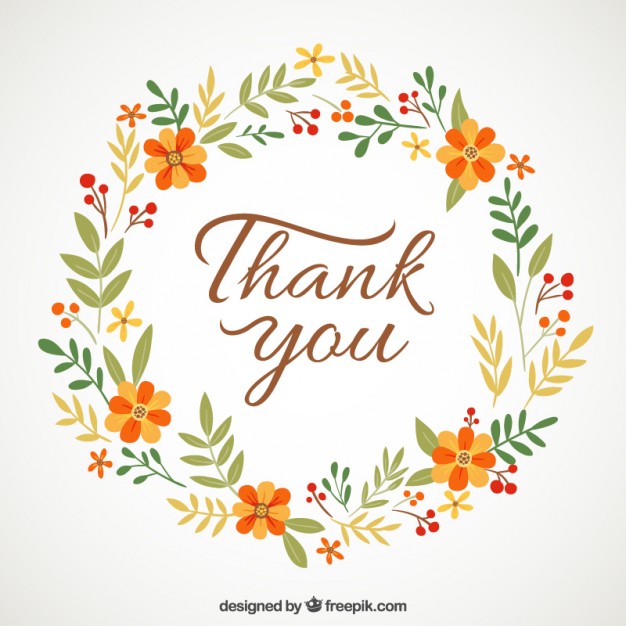 Floral Wreath With Thank You Message Vector Free Download 626x626 Floral Wreath With Thank You Message Vector Free Download