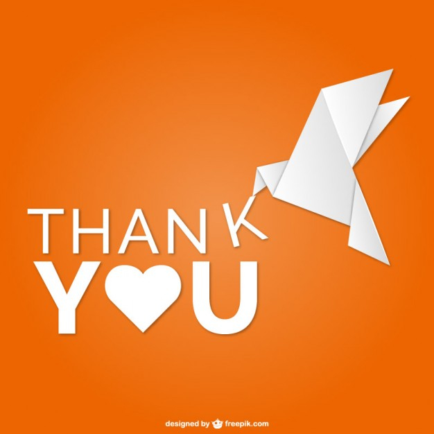 Excelent Thank You Background With Origami Bird Vector Free 626x626 Excelent Thank You Background With Origami Bird Vector Free