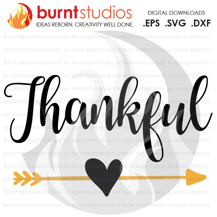 721x721 Digital File, Thankful, Thanksgiving, Heart And Arrow, Bohemian