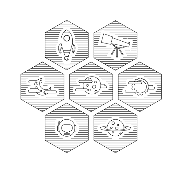 600x565 Space Vector Icons Set On Student Show