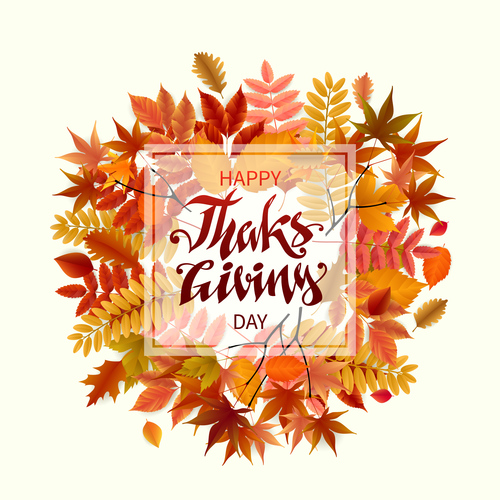 500x500 Thanksgiving With Autumn Leaves Vector Background Free Download