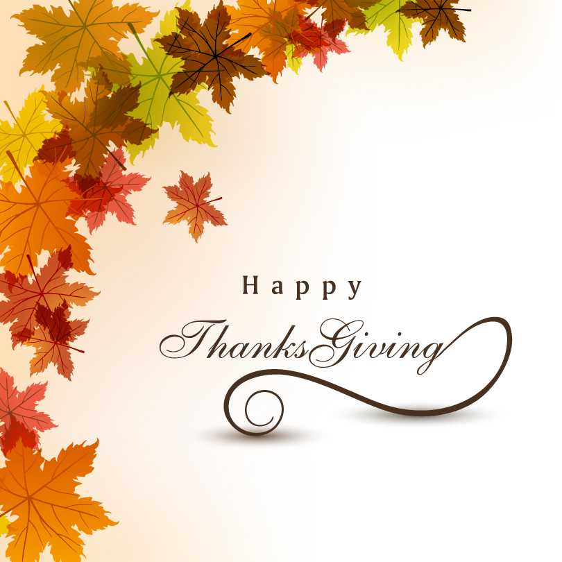 810x810 Happy Thanksgiving Day Leaves Background Vector Free Vector