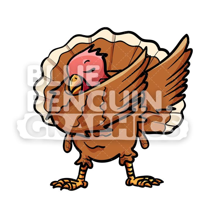 700x700 Dabbing Turkey Vector Cartoon Clipart Illustration Blue Penguin