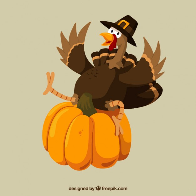 626x626 Funny Thanksgiving Turkey And A Pumpkin Vector Premium Download