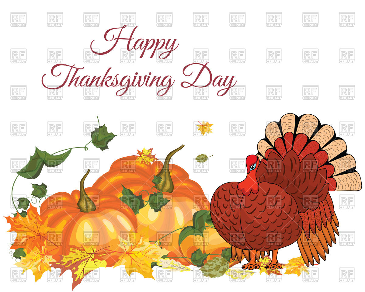 1200x960 Thanksgiving Day Greeting Card With Pumpkin And Turkey Vector