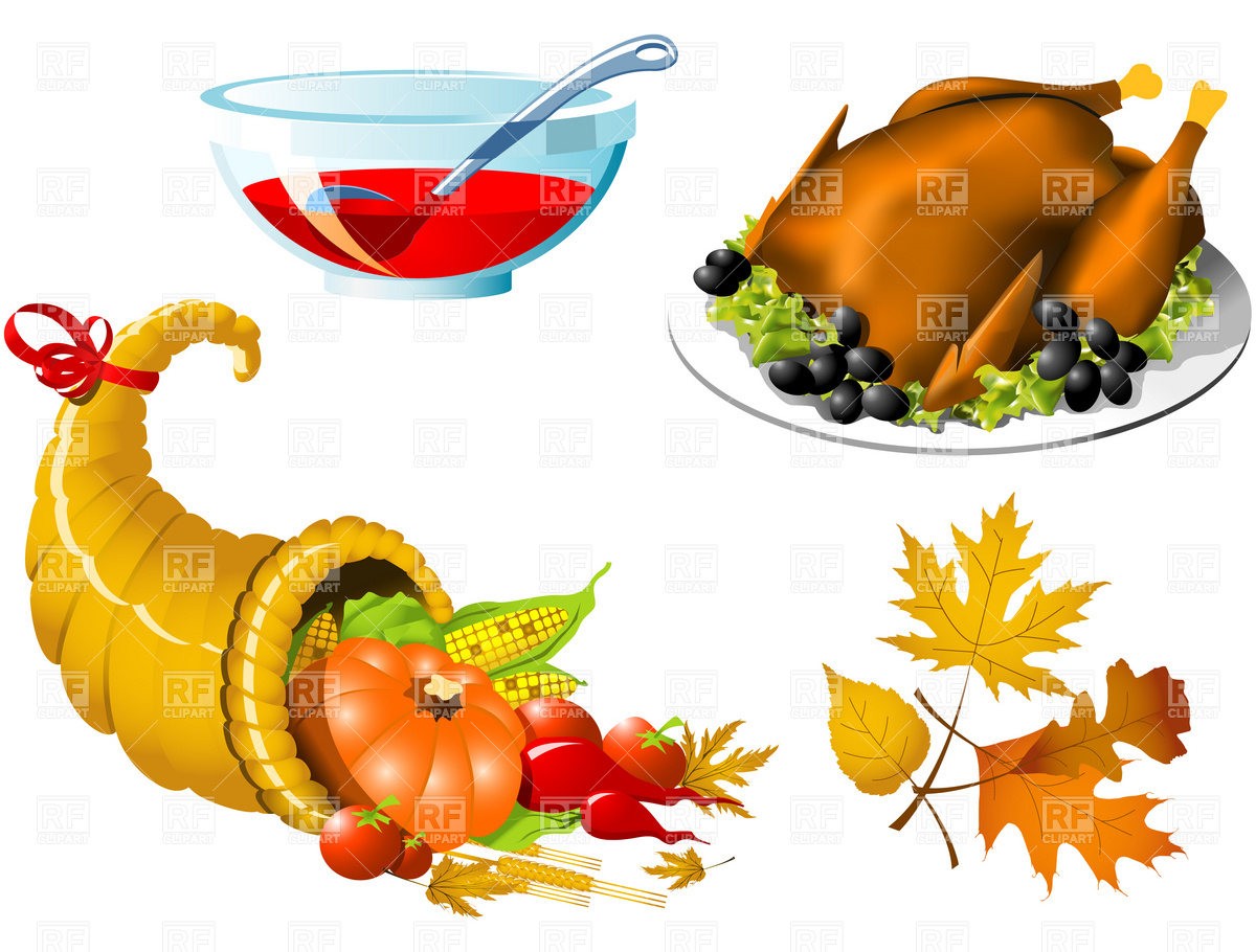 1200x910 Thanksgiving Roasted Turkey And Cornucopia Vector Image Of Food