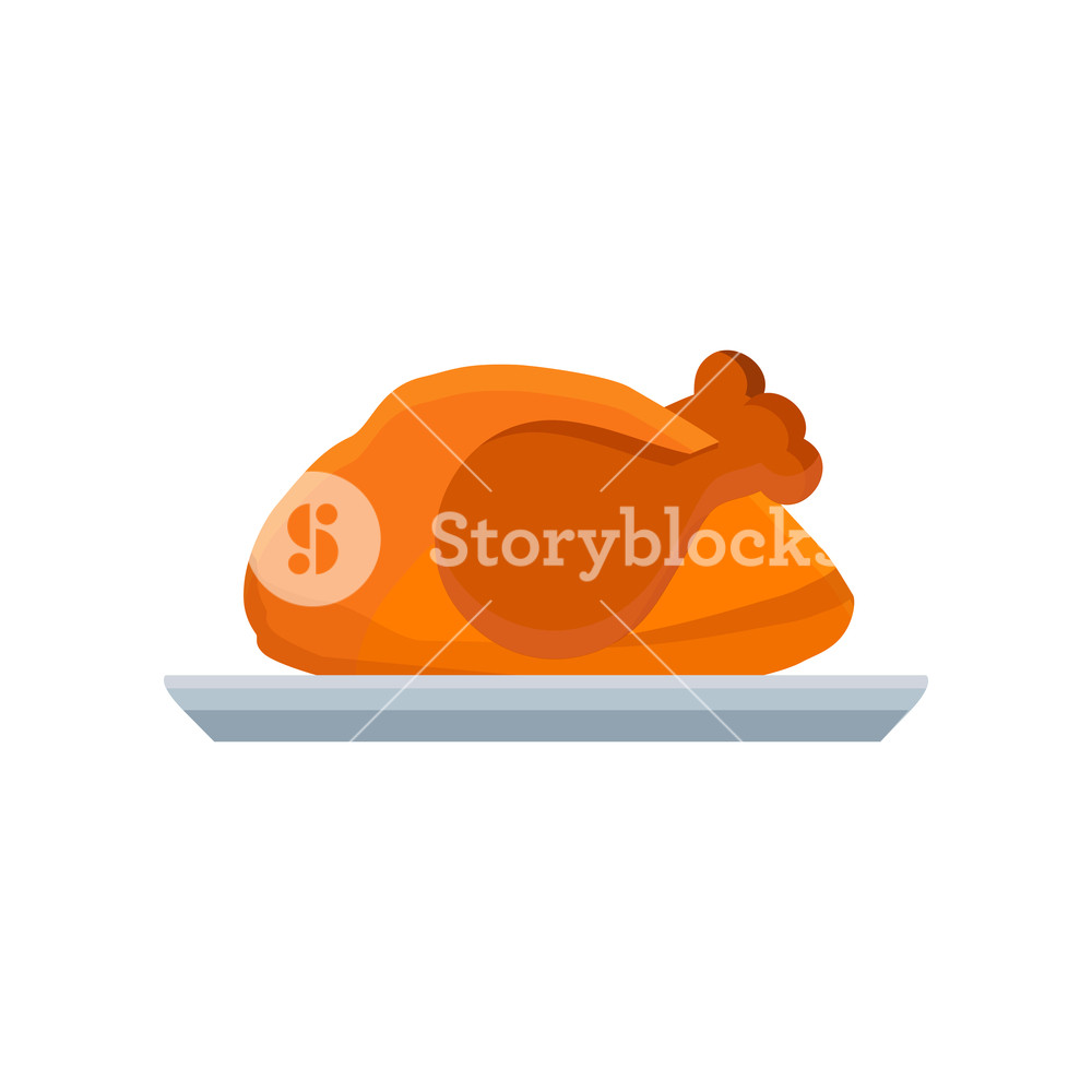 1000x1000 Turkey Vector Flat Icon Illustration Thanksgiving Day On Dish