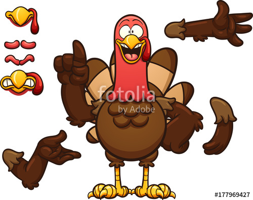 500x395 Cartoon Turkey Vector Clip Art Illustration With Simple Gradients