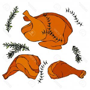 300x300 Photostock Vector Cooked Chicken Or Roasted Turkey Ready