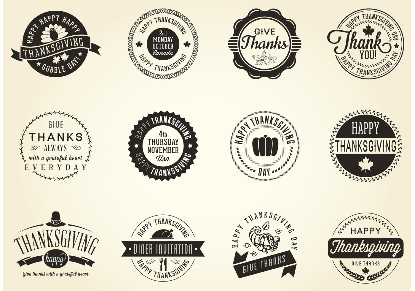 1400x980 Vector Thanksgiving Badges