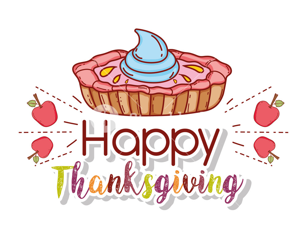 1000x780 Sweet Cake With Apples Fruit To Thanksgiving Celebration Vector