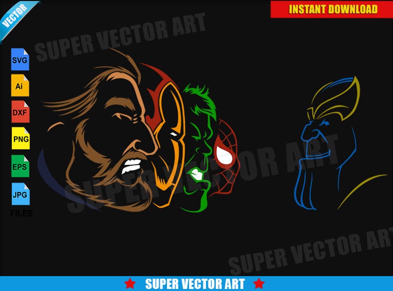 794x588 The Avengers Vs Thanos Vector Clipart Silhouette Png Etsy