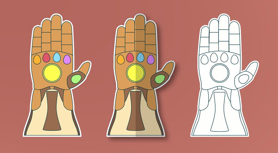 889x490 Glove Of Thanos With Gems Vector Illustration In Sticker Paper