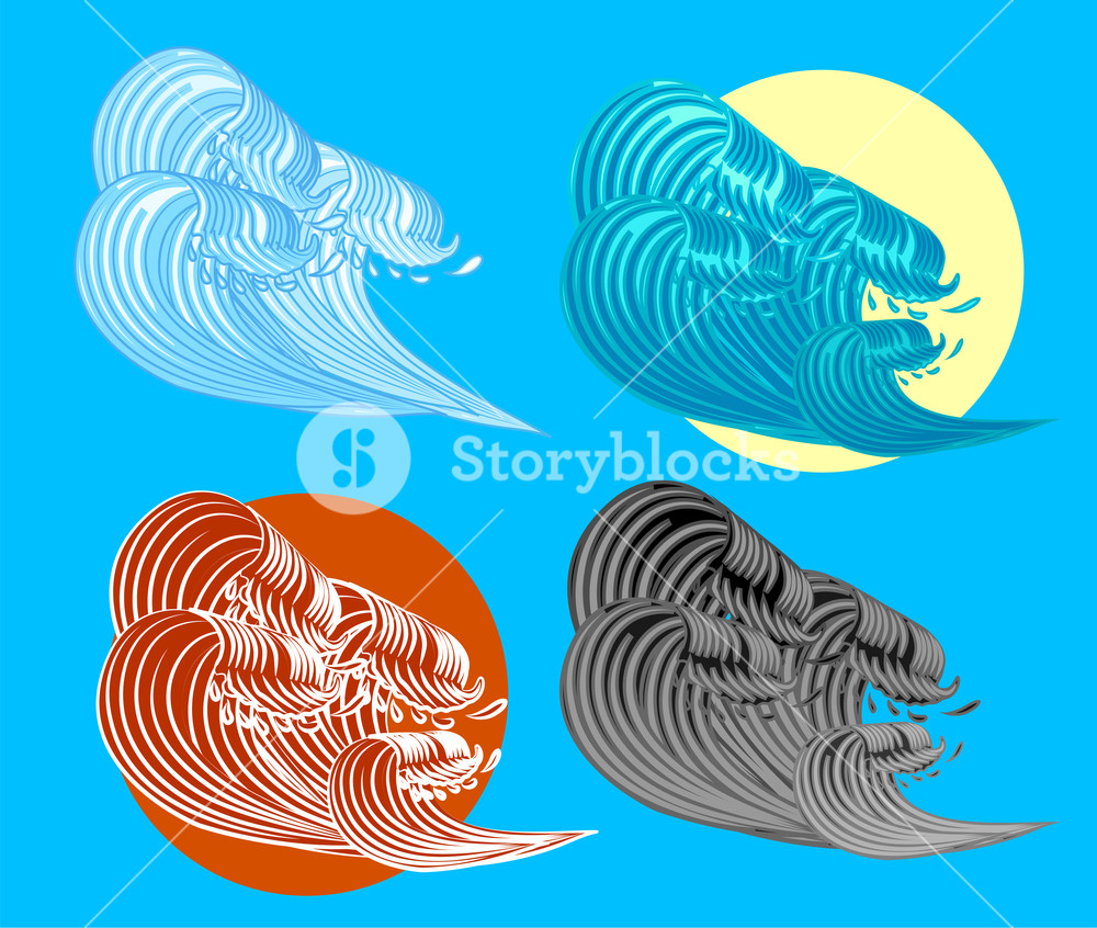 1000x846 The Great Wave Off Kanagawa Vector Illustration Royalty Free Stock