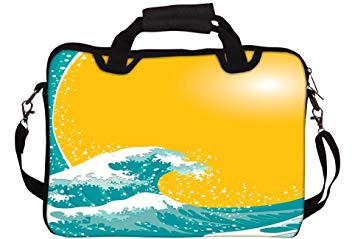 355x239 Snoogg The Great Wave Vector Background Printed Laptop Sleeve