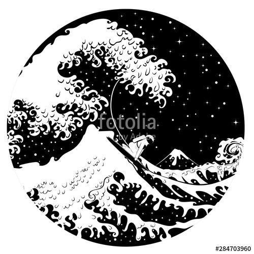 500x500 Spaceman Surfing Great Wave Stock Image And Royalty Free Vector