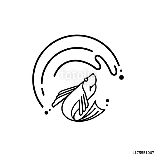 500x500 Fresh Fish Jump Under The Great Wave Logo Stock Image And Royalty