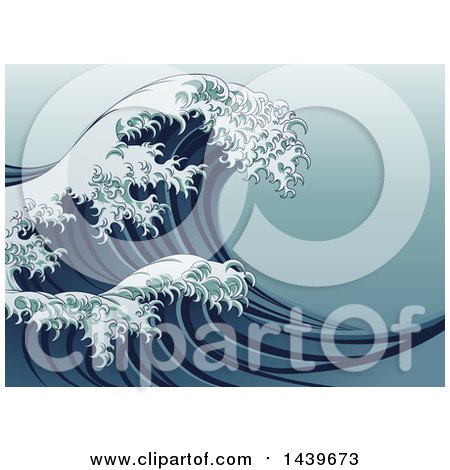 450x470 Clipart Of A Vintage Styled Japanese Great Wave