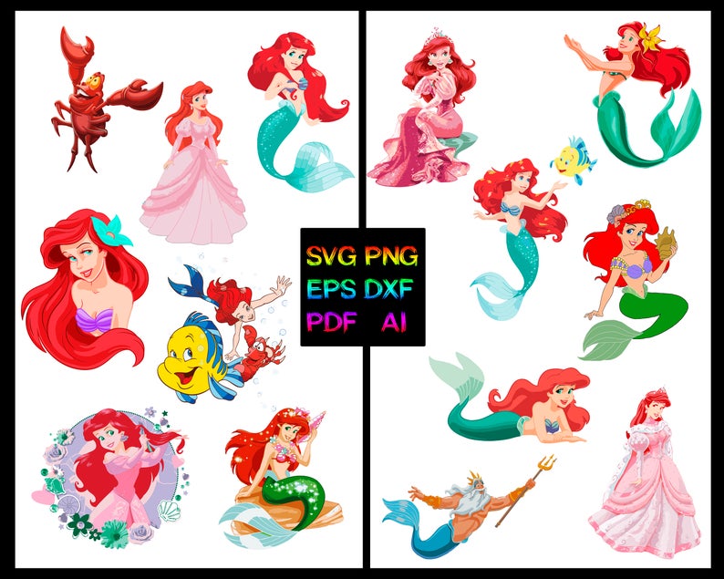 794x635 Ariel Little Mermaid Vector Png Dxf Pdf Cut Etsy