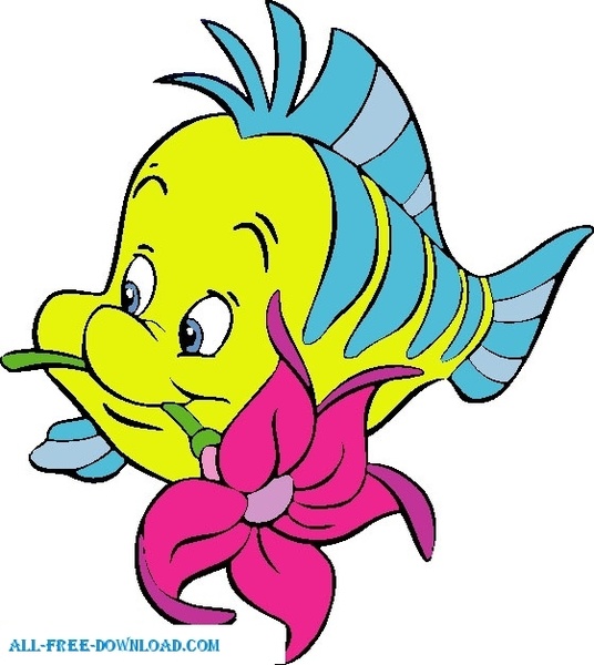 536x600 Little Mermaid Flounder Free Vector In Encapsulated Postscript