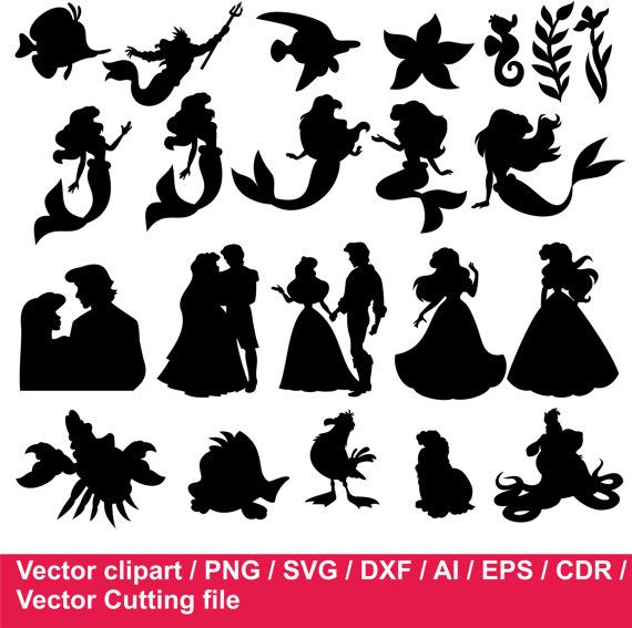 570x567 Jdi Disney Ariel Silhouettes The Little Mermaid Silhouettes