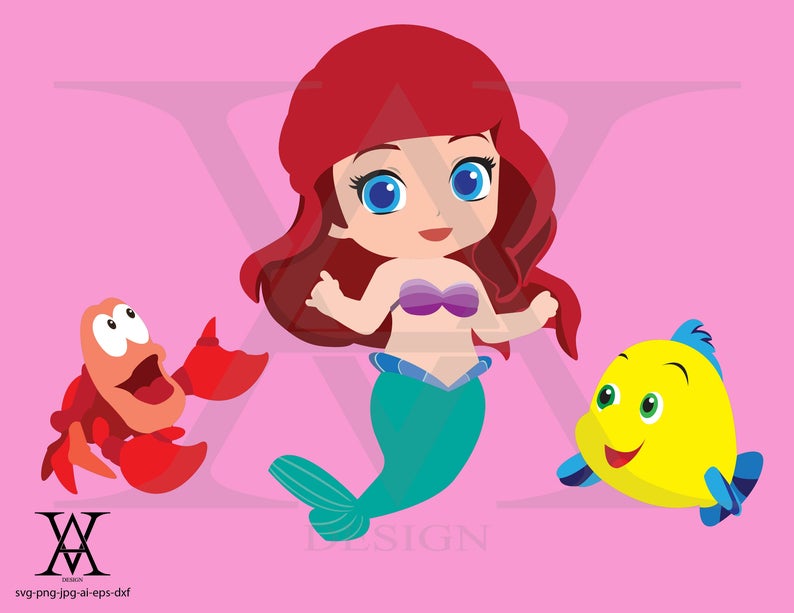 794x613 The Little Mermaid Clipart Vector Instant Download Etsy